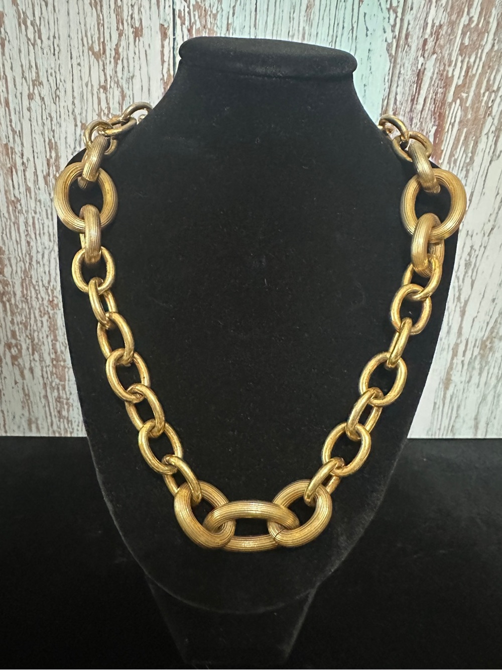 Ralph Lauren Signed Vintage Gold Tone Link Statement Necklace - Women Jewelry